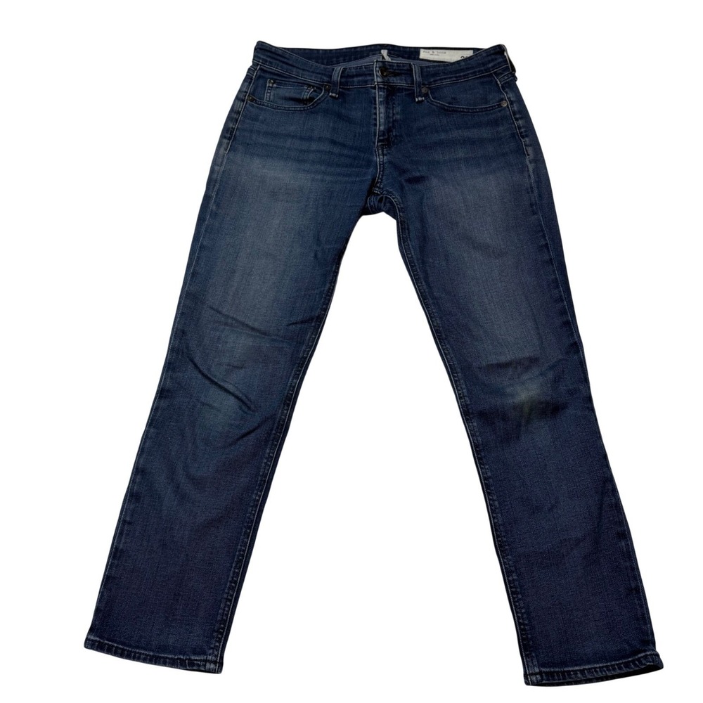 rag & bone Low Rise Slim Boyfriend Jeans Womens 26 Bayview Stretch Dark Wash